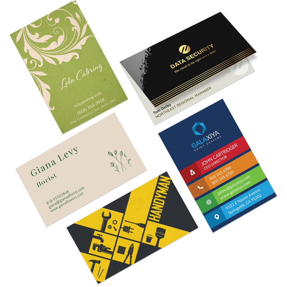 Assorted business cards printed by Potamus Press